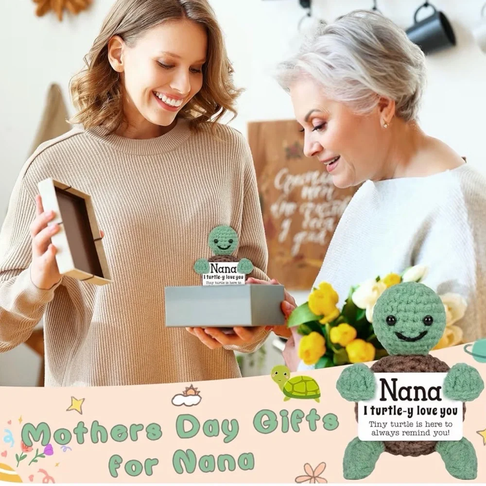 Mini Funny Turtle Mothers Day Nana Gifts from Grandkids, Handmade Crochet Turtle